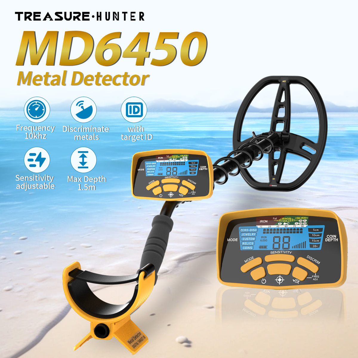 Waterproof Metal Detector Pinpointer - 트레저 헌터 전문 DM6450 11 인치