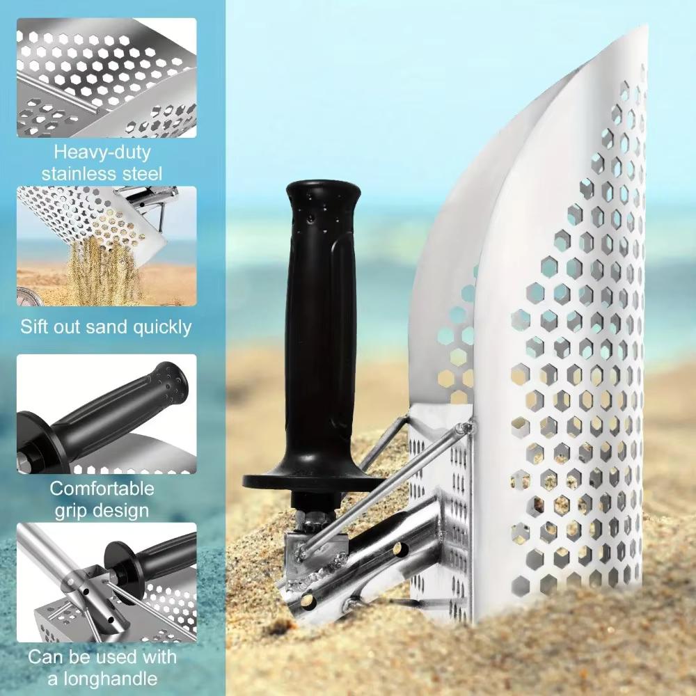 Sand Scoop Stainless Steel Beach Digging - 강화된 손잡이가 있는 녹슬지 않는 스테인레스